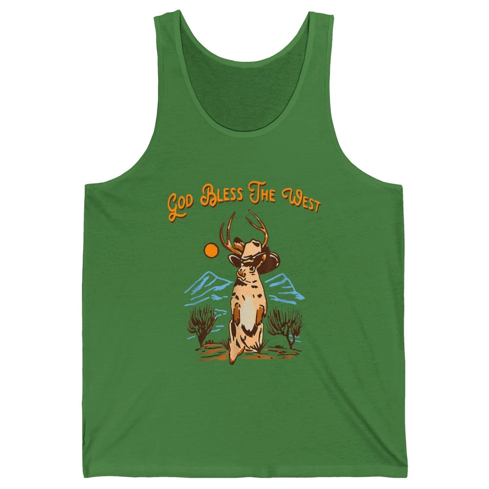 Western Country God Bless Vintage Cowboy Deer Music Desert Unisex Jersey Tank