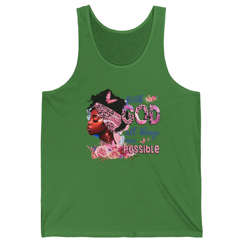 Afro Woman With God All Things Are Possible Bible Religious Unisex Jersey Tank