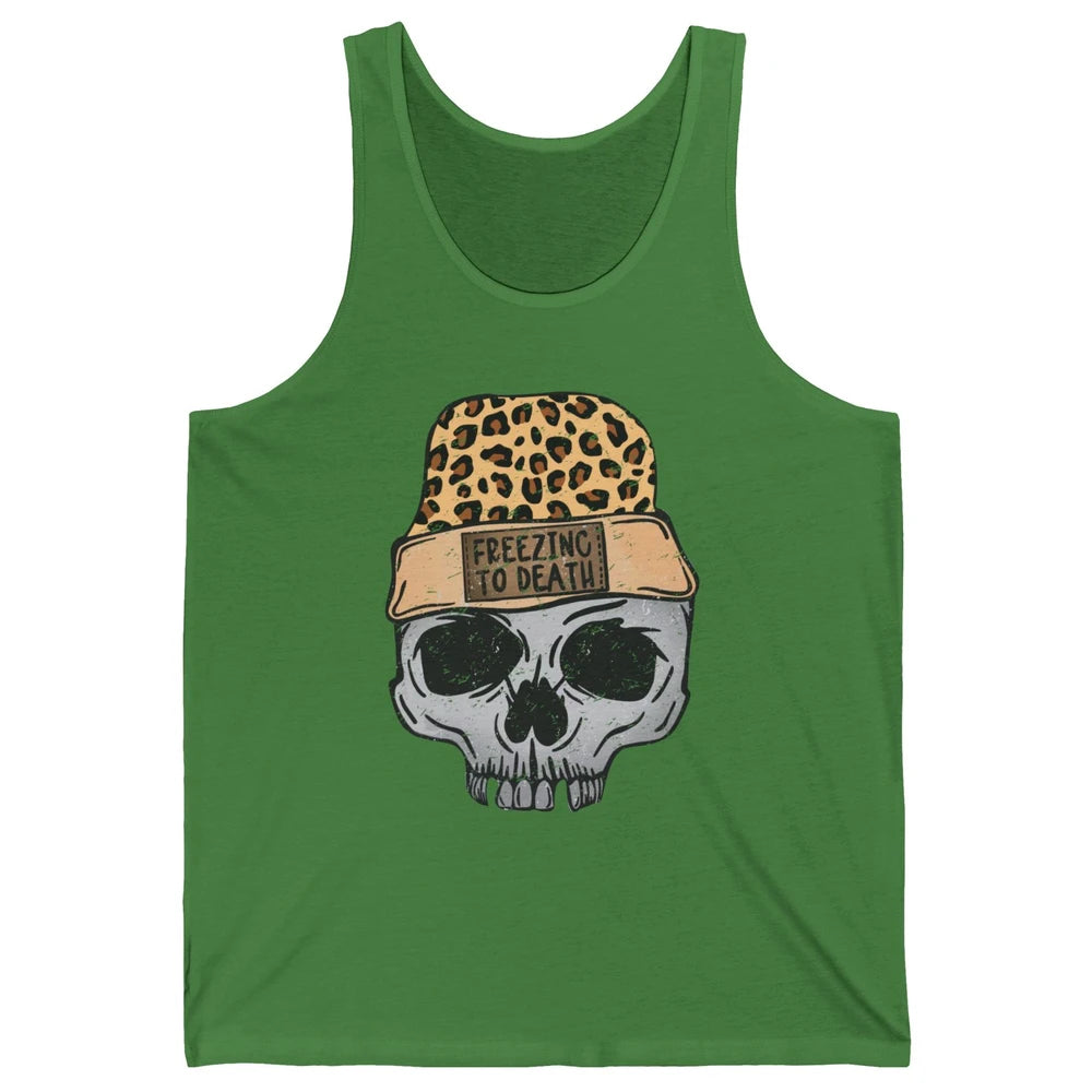 Funny Leopard Skull Freezing To Death Funny Christmas Winter Unisex Jersey Tank