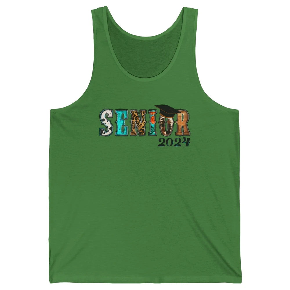 Sunflower Leopard Senior 2024 Graduate Bachelor Western Grad Unisex Jersey Tank