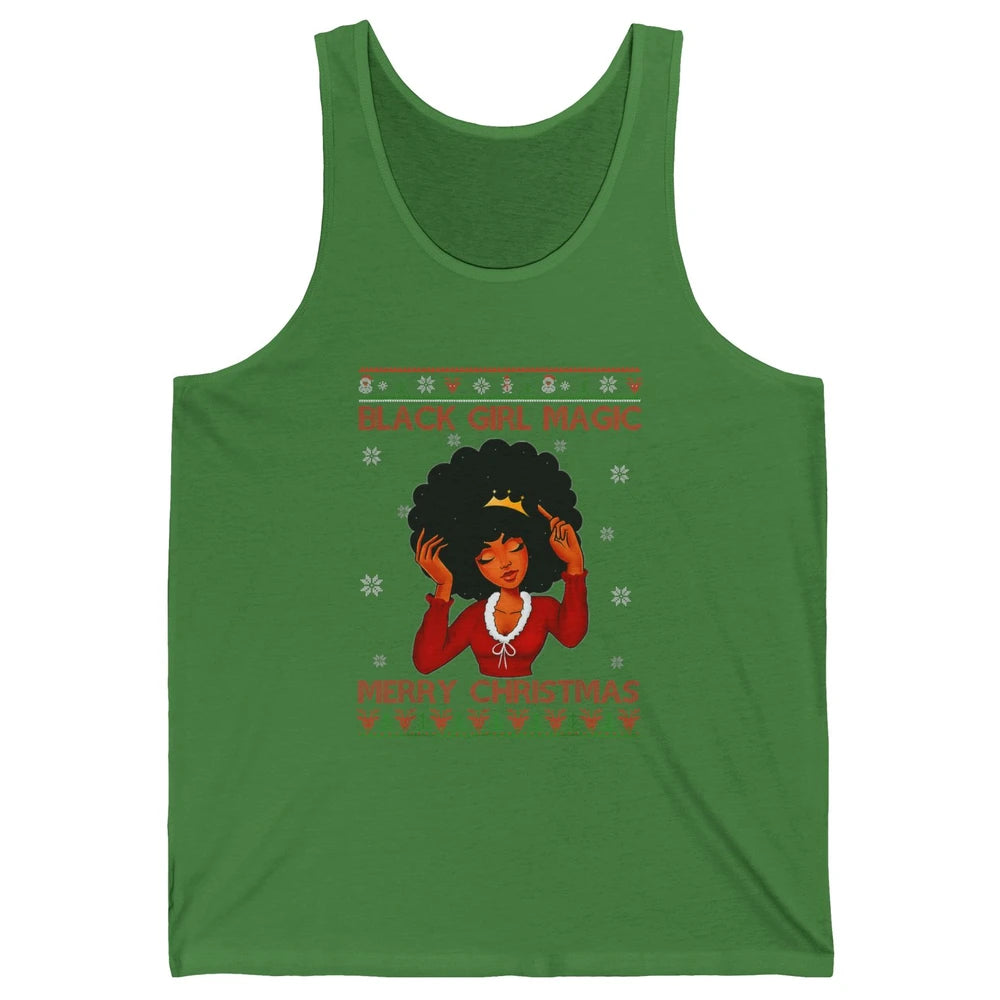 Ugly African Girl American Melanin Christmas Santa Hat Afro Unisex Jersey Tank