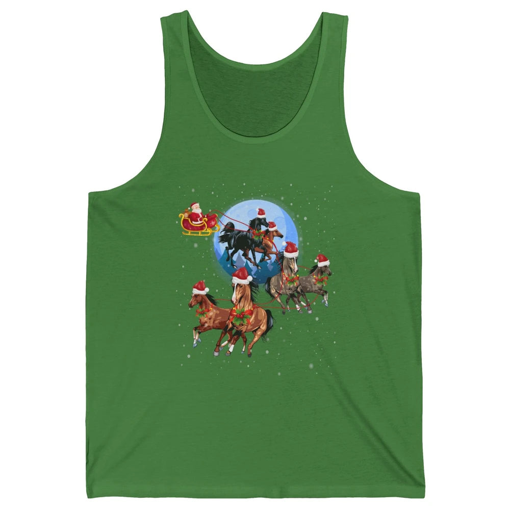 Merry Christmas Horse Drawn Sleigh Riding Santa Claus Xmas Unisex Jersey Tank