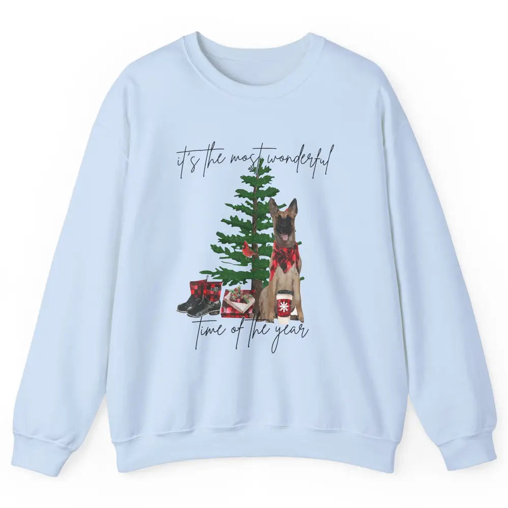 Belgian Malinois Christmas Tree Most Wonderful Time Of Year Unisex Crewneck Sweatshirt