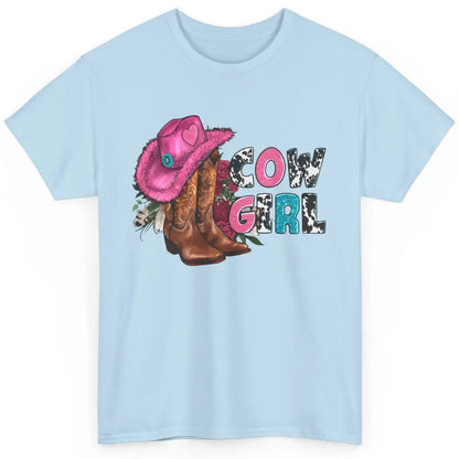 Floral Pink Cowgirl Boots And Hat Valentines Western Country Classic Unisex T-Shirt