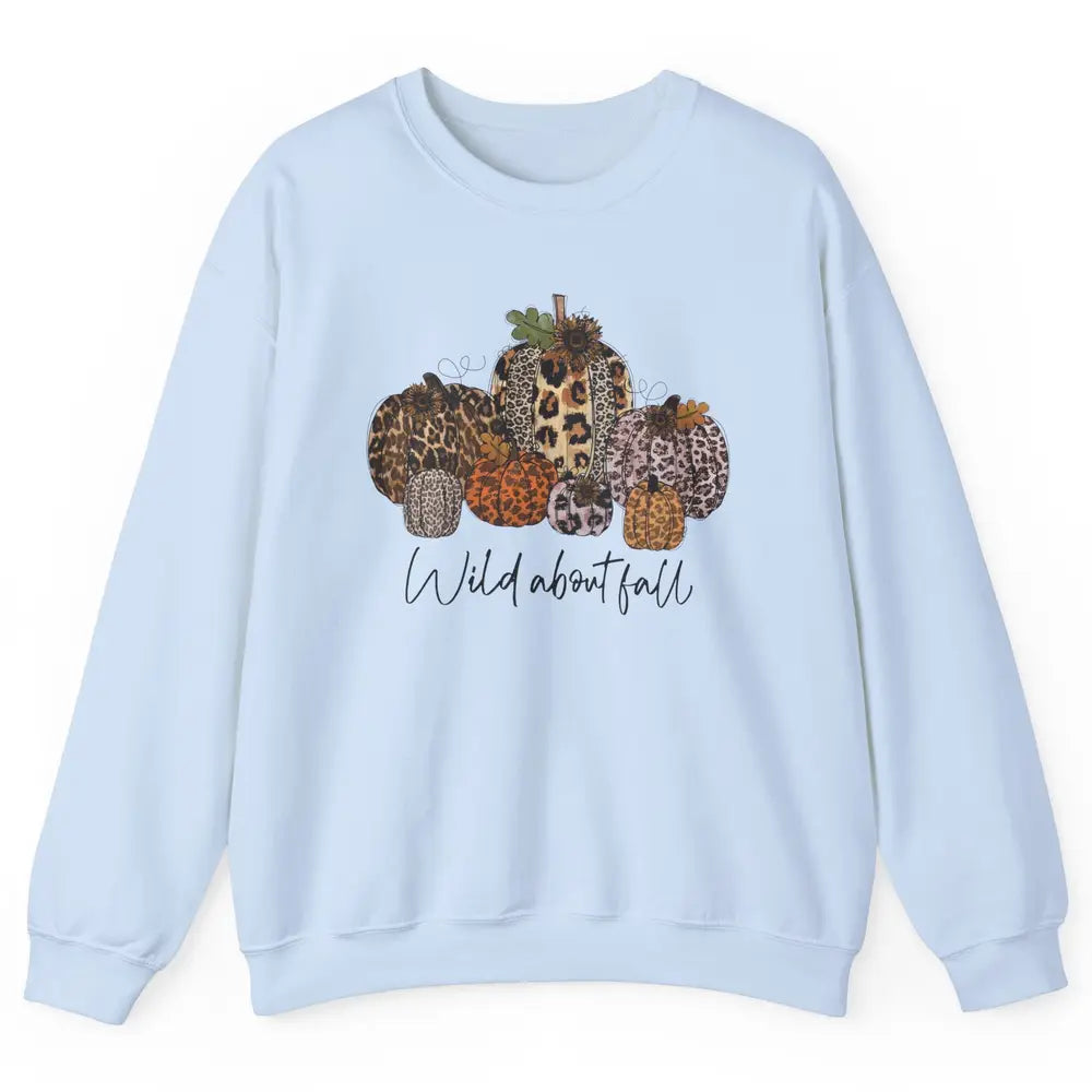 Leopard Pumpkin Patch Wild About Fall Thanksgiving Halloween Unisex Crewneck Sweatshirt