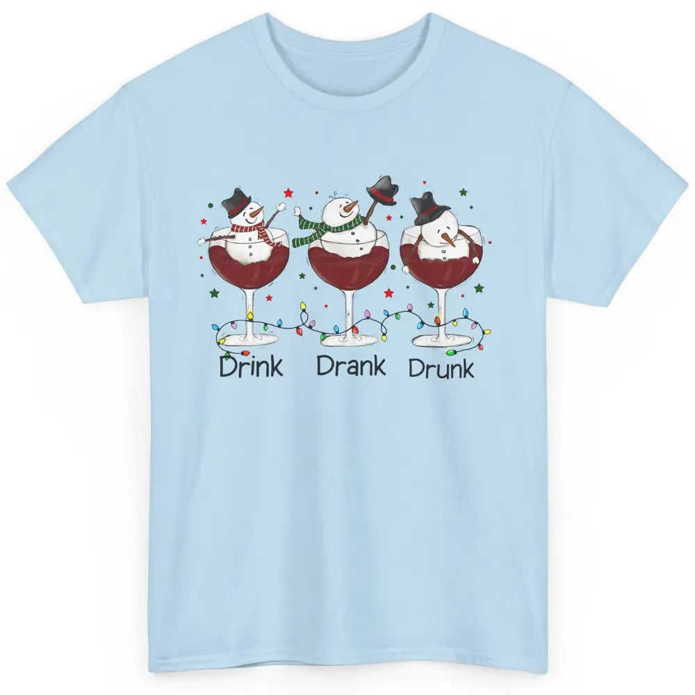 Funny Snowman Wine Christmas Drink Drank Drunk Christmas Classic Unisex T-Shirt