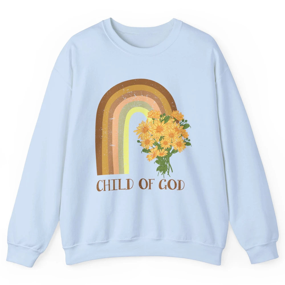 Vintage Sunflower Rainbow Child Of God Christian Religious Unisex Crewneck Sweatshirt