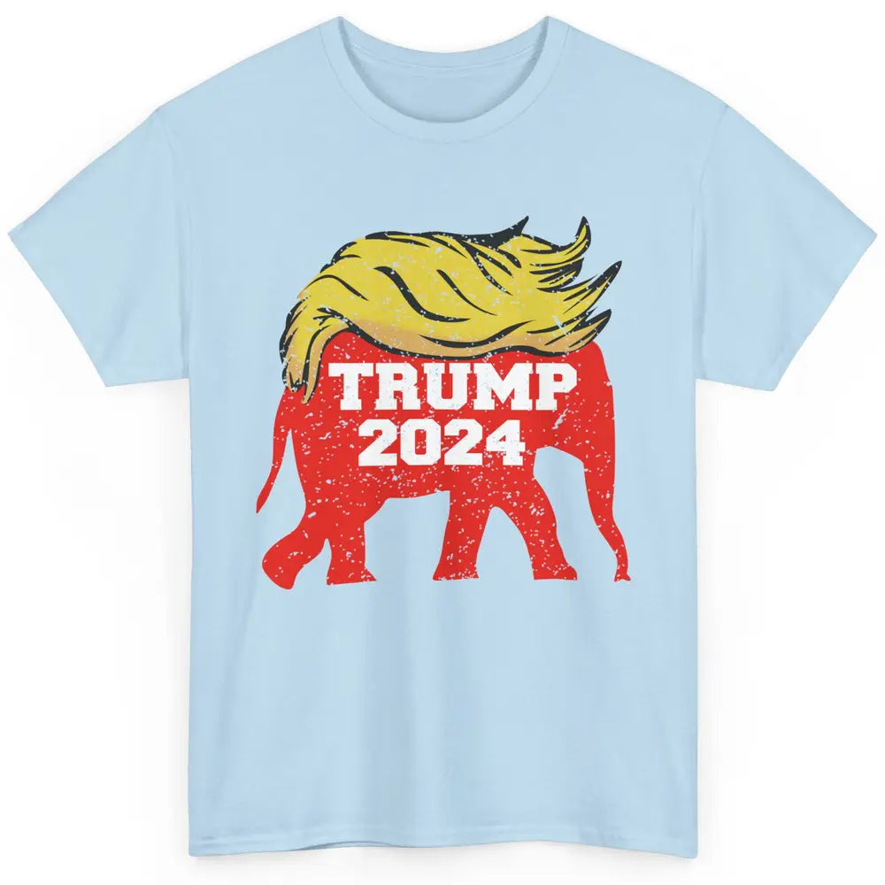 Trump 2024 Republican Elephant With Trump Hair Funny Trump Classic Unisex T-Shirt