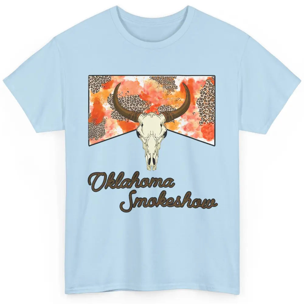 Boho Bull Skull Cow Print Oklahoma Smokeshow Western Country Classic Unisex T-Shirt