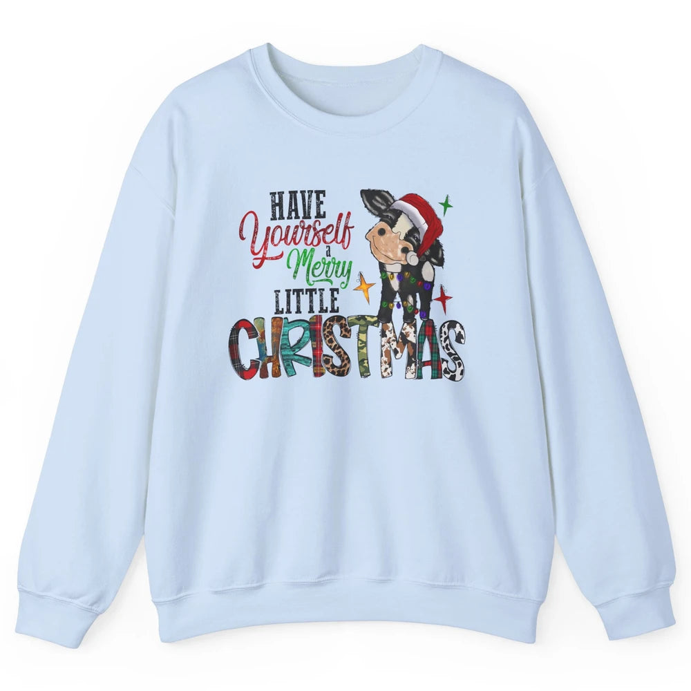 Cow Santa Have Yourself Merry Little Christmas Western Xmas Unisex Crewneck Sweatshirt