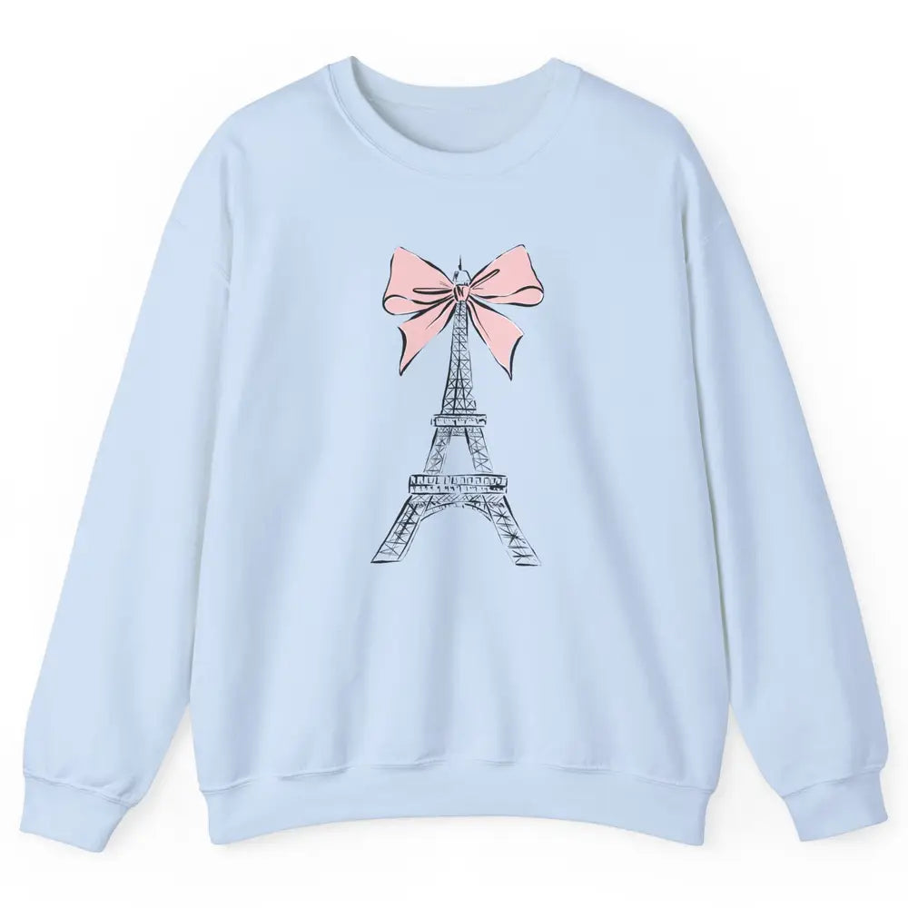 Voyager Floral Eiffel Tower Minimal Paris France Travel Girl Unisex Crewneck Sweatshirt