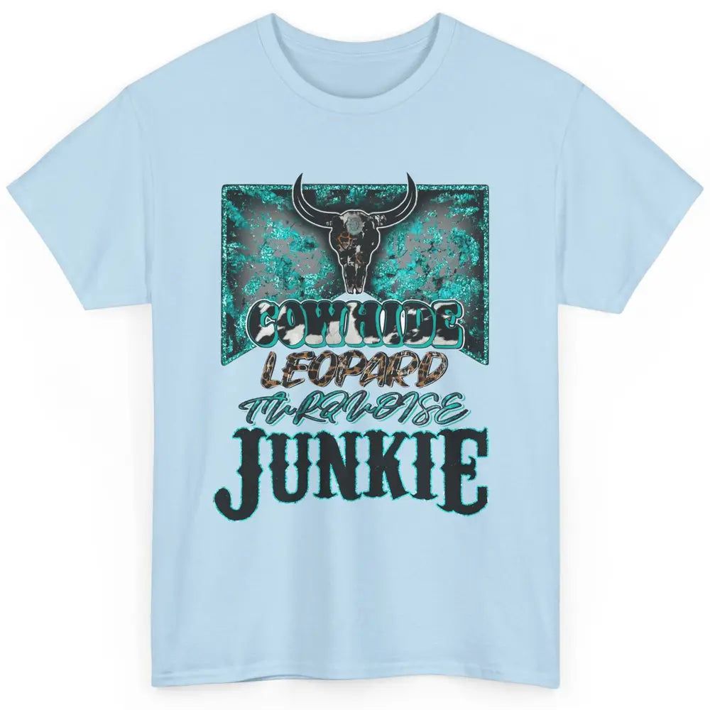 Bull Skull Cowhide Leopard Turquoise Junkie Western Country Classic Unisex T-Shirt