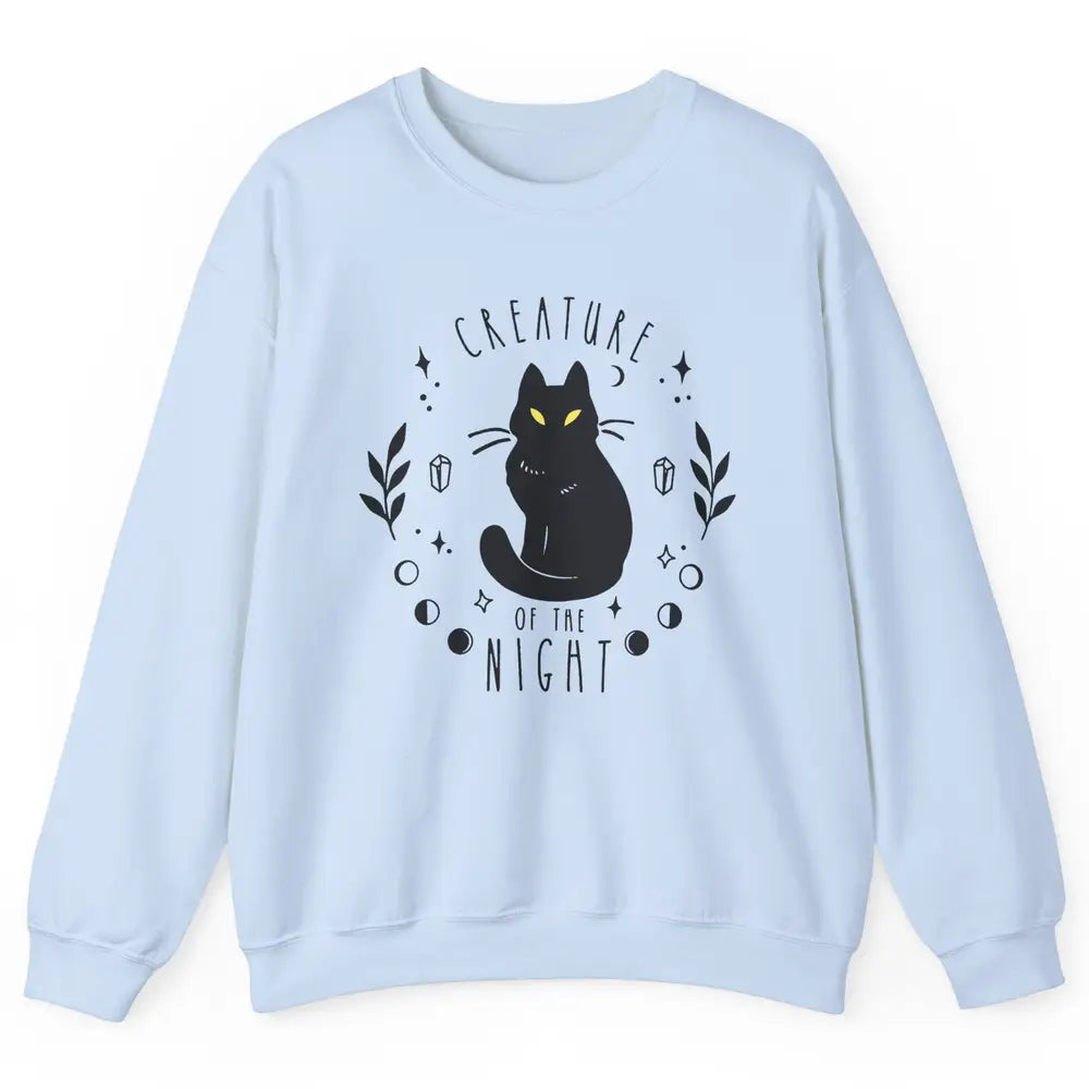 Black Cat Witch Creature Of The Night Halloween Cat Costume Unisex Crewneck Sweatshirt