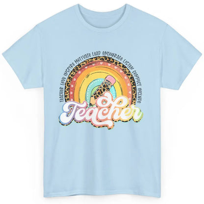 Teacher Life Love Inspire Motivate Appreciation Gift Rainbow Classic Unisex T-Shirt