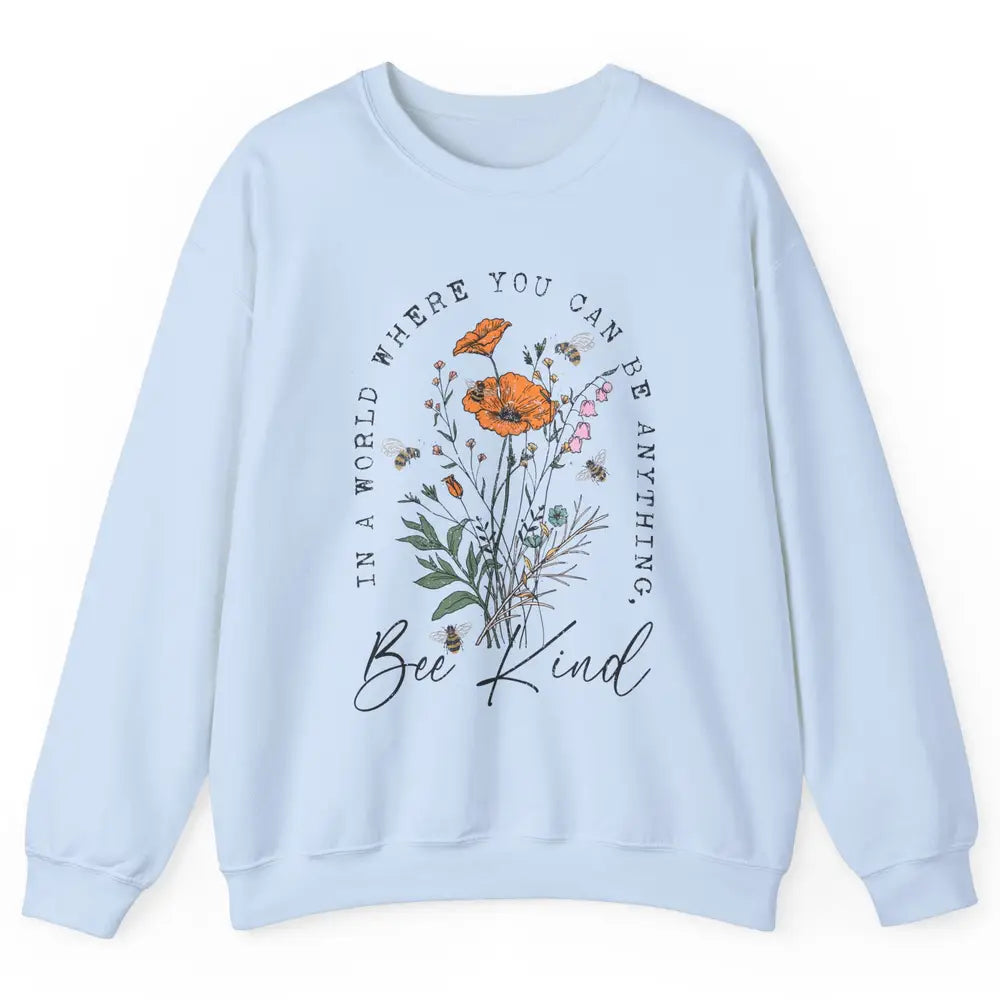 Vintage Bee Kind Daisy Minimalist Positive Mind Wildflower Unisex Crewneck Sweatshirt