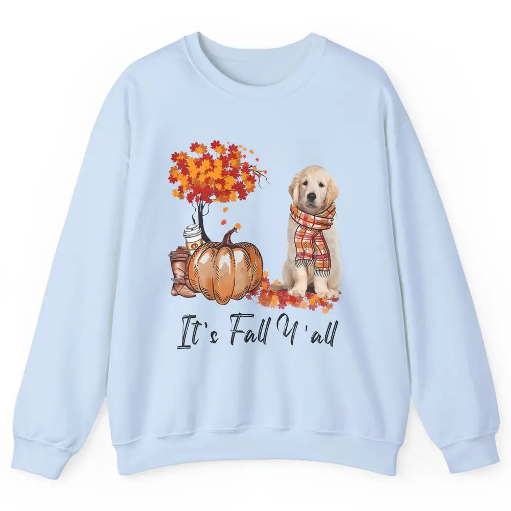 Golden Retriever Pumpkin Happy Fall Yall Autumn Thanksgiving Unisex Crewneck Sweatshirt