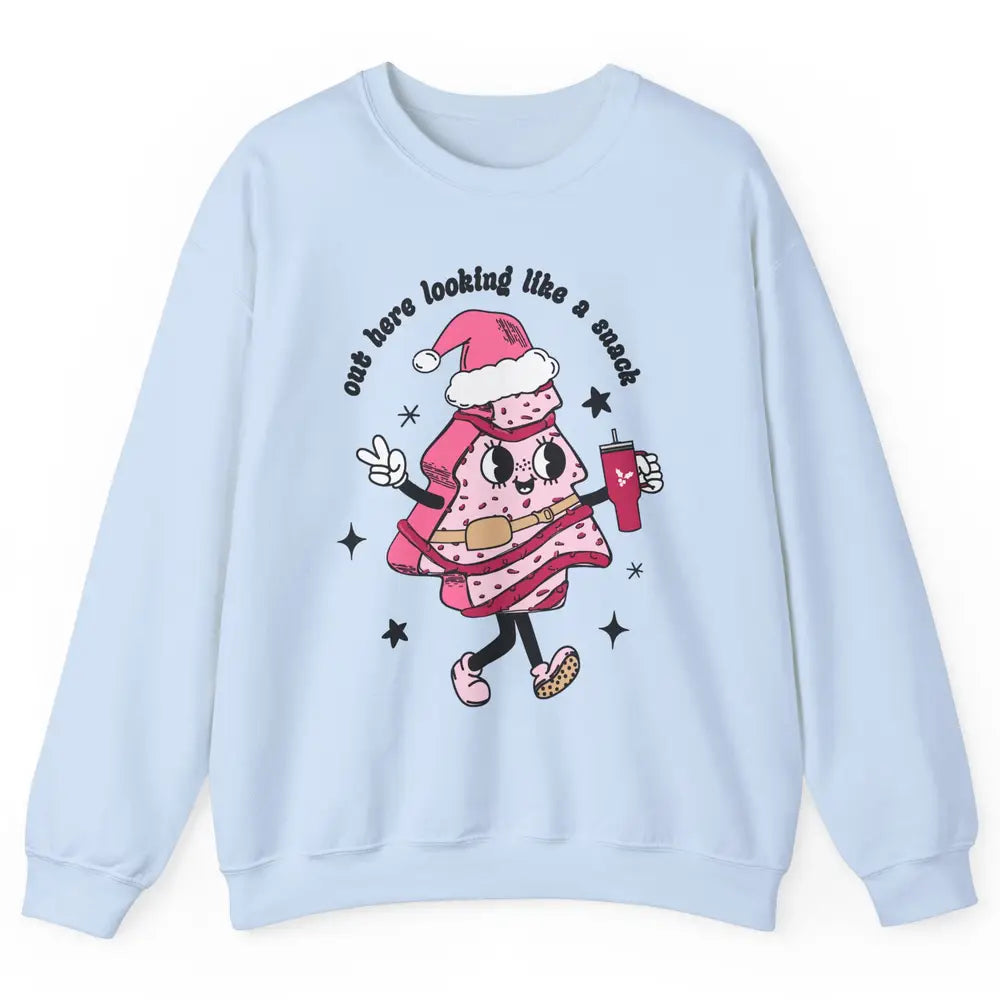 Funny Boo-jee Christmas Tree Cake Out Here Look Like A Snack Unisex Crewneck Sweatshirt