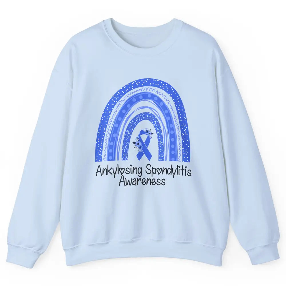 Ankylosing Spondylitis Awareness Support Floral Blue Rainbow Unisex Crewneck Sweatshirt