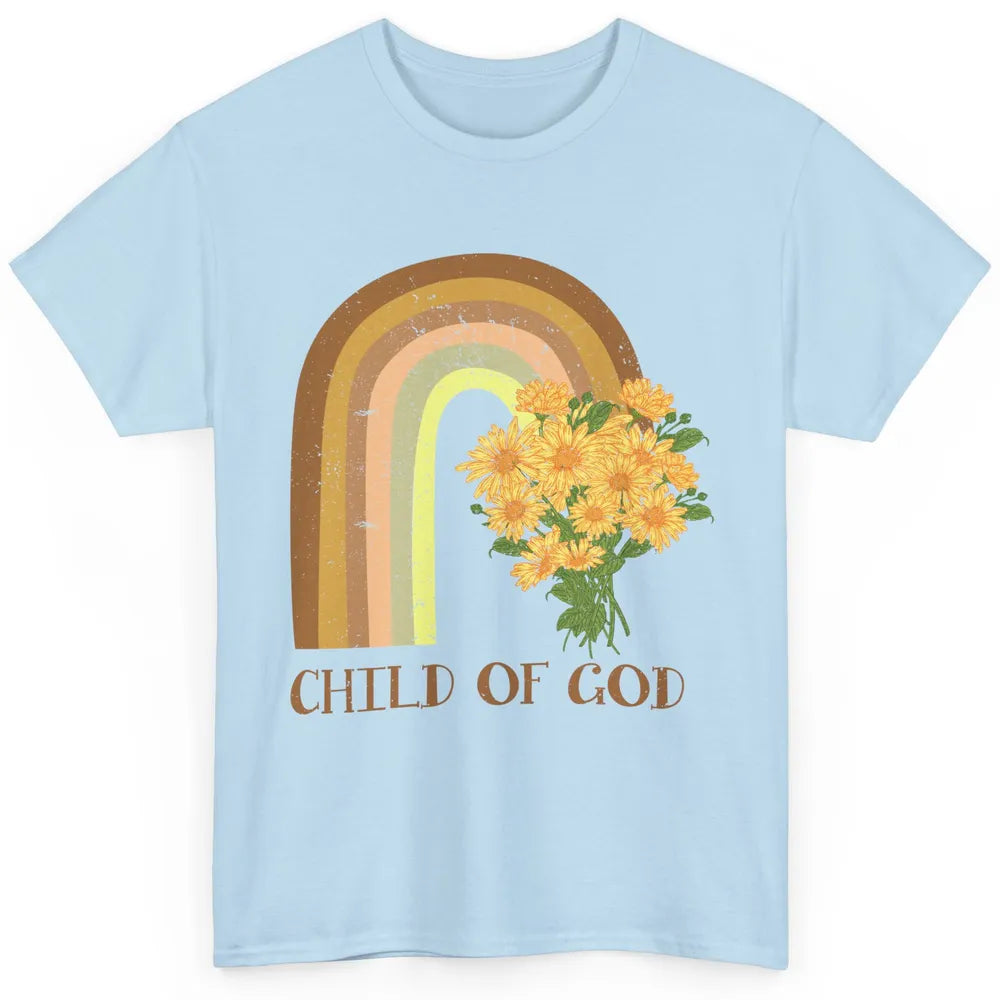 Vintage Sunflower Rainbow Child Of God Christian Religious Classic Unisex T-Shirt