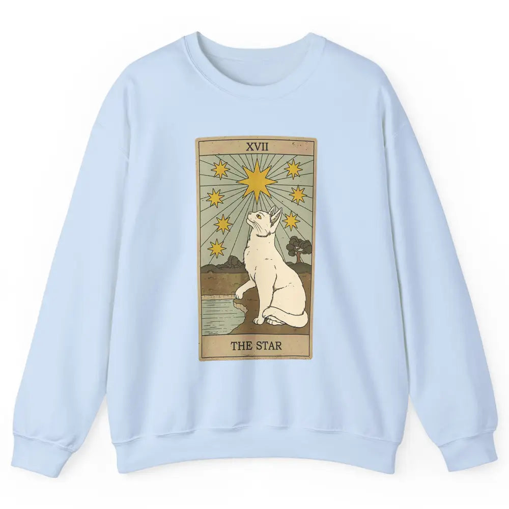 Tarot Card The Star White Cat Retro Mermaid Gothic Vintage Unisex Crewneck Sweatshirt