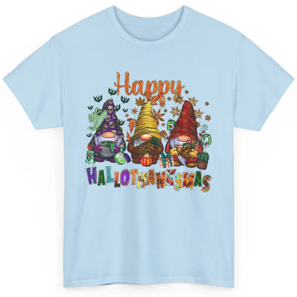 Funny Gnomes Happy Hallo-thank-mas Fall Pumpkin Thanksgiving Classic Unisex T-Shirt