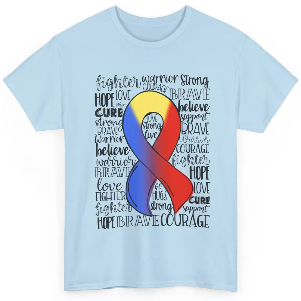 Thoracic Outlet Syndrome Awareness Blue Red Ribbon Hope Love Classic Unisex T-Shirt