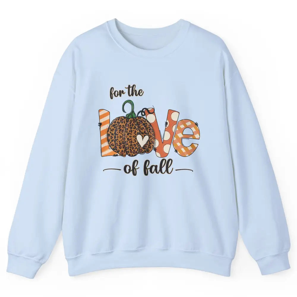 Retro Love Fall Y'All Leopard Pumpkin Heart Halloween Fall Unisex Crewneck Sweatshirt