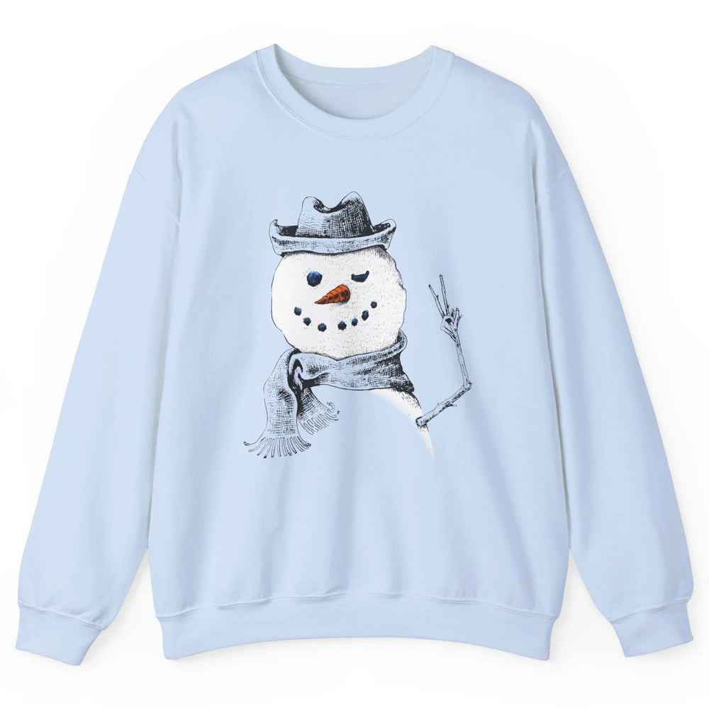 Snowman Peace Sign Christmas Snow Frosty Winter Xmas Gift Unisex Crewneck Sweatshirt