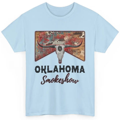 Boho Bull Skull Cow Print Oklahoma Smokeshow Western Country Classic Unisex T-Shirt