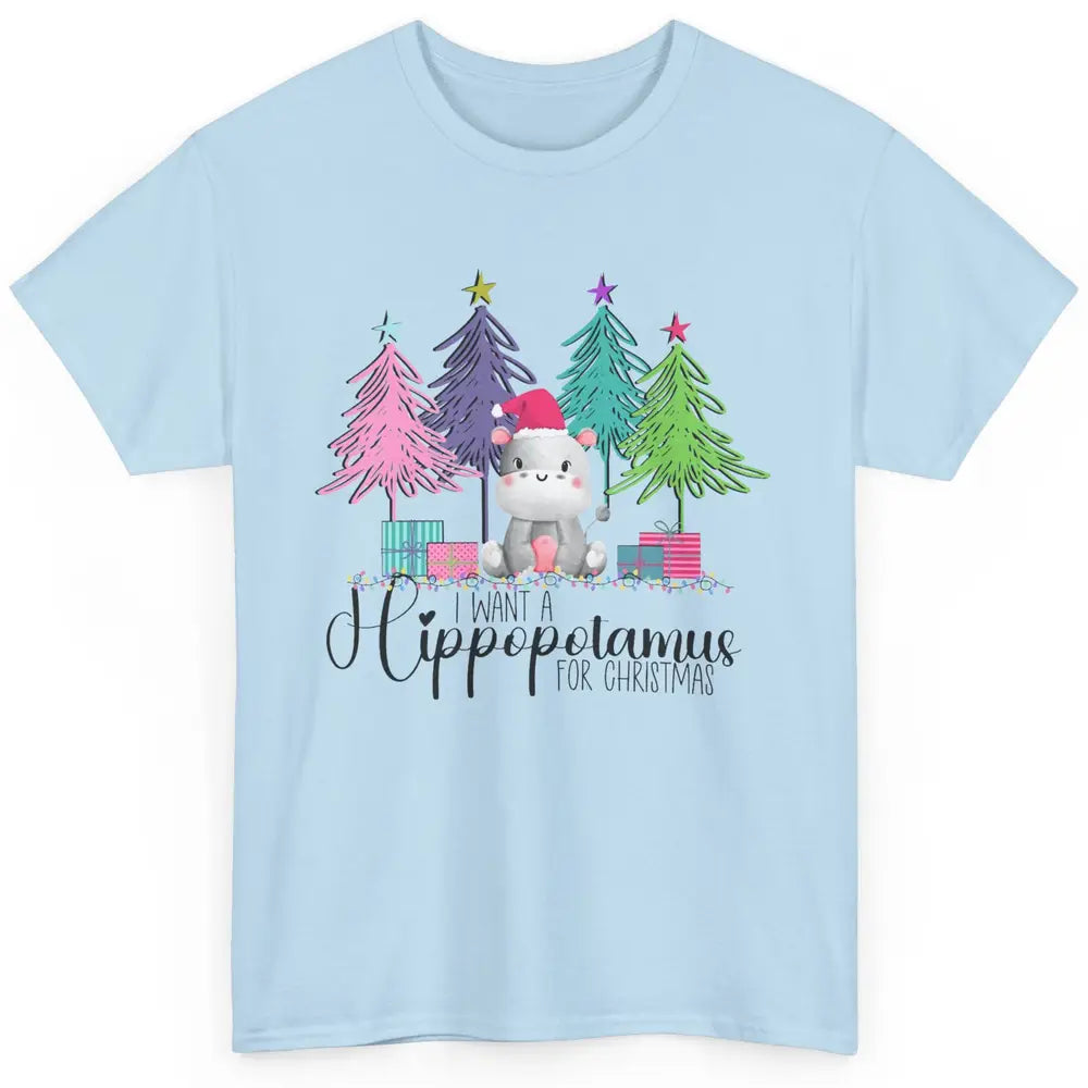 I Want A Hippopotamus For Christmas Tree Hippo Doodle Draw Classic Unisex T-Shirt