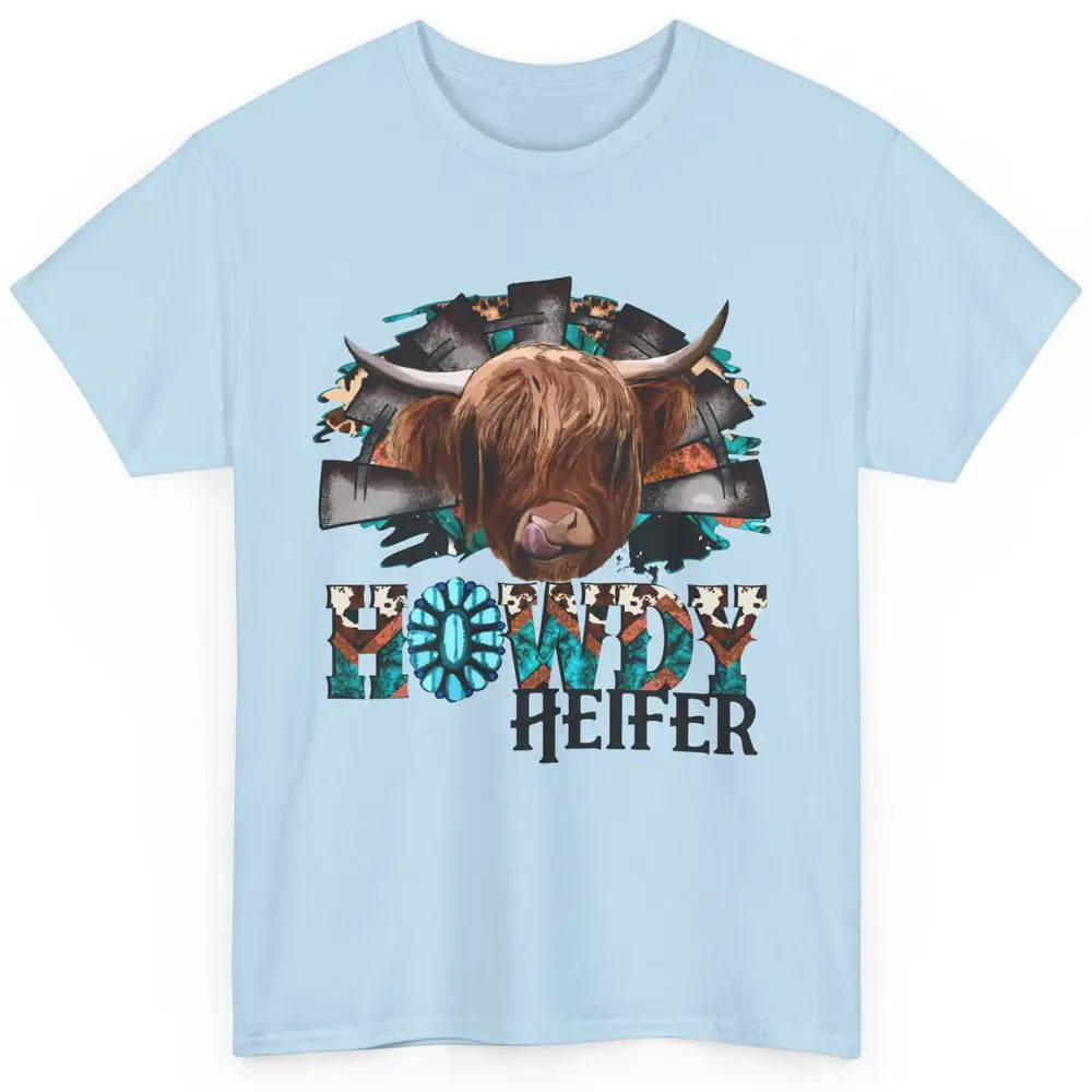 Leopard Highland Cow Howdy Heifer Western Country Cowboy Classic Unisex T-Shirt