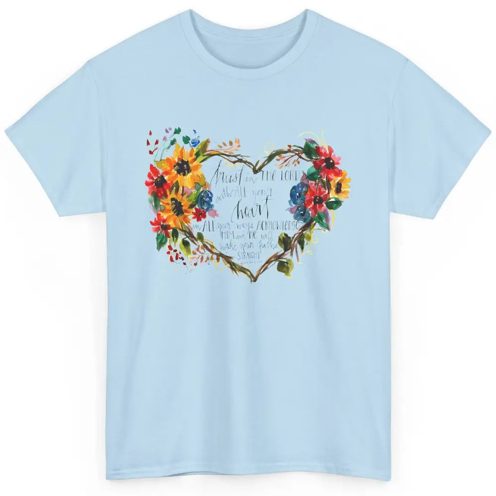 Floral Christian Trust In Lord With All Heart Bible Verse Classic Unisex T-Shirt