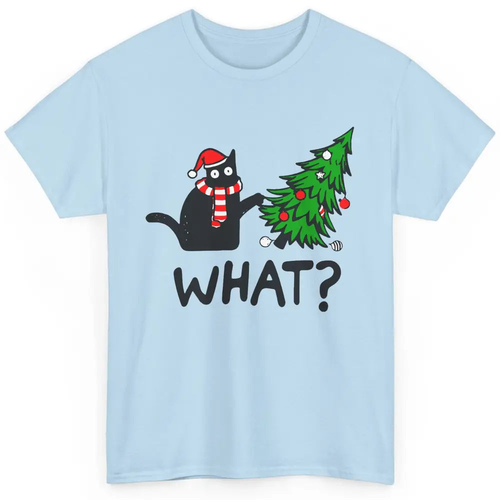 Funny Black Cat Christmas Light Santa What Christmas Costume Classic Unisex T-Shirt