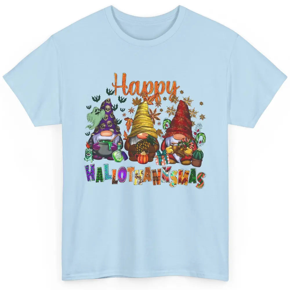 Pumpkin Gnomes Hallo-thank-mas Halloween Thanksgiving Xmas Classic Unisex T-Shirt