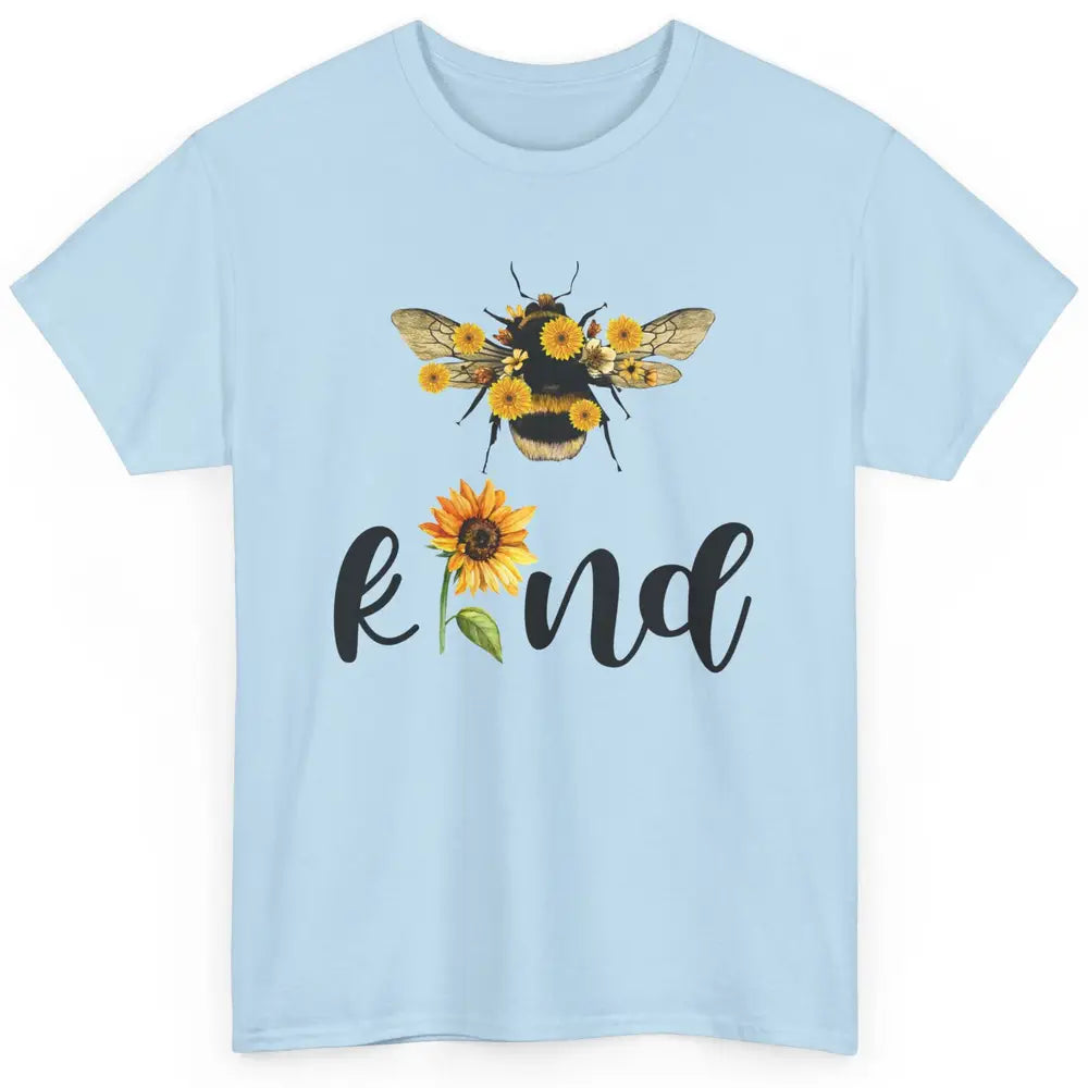 Bee Kind Be Cute Graphic Sunflower Inspirational Sayings Classic Unisex T-Shirt