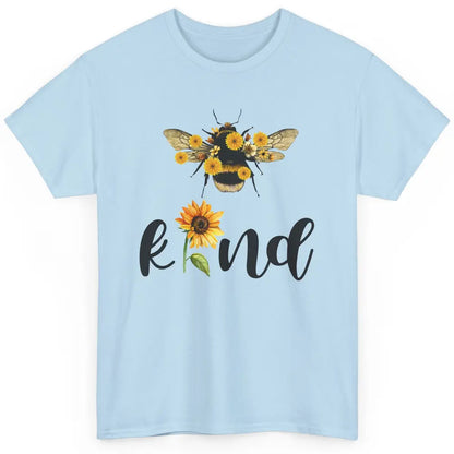 Bee Kind Be Cute Graphic Sunflower Inspirational Sayings Classic Unisex T-Shirt