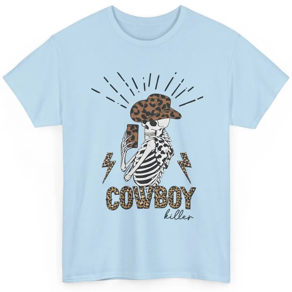 Cowboy Killer Skeleton Selfie Western Skull Leopard Retro Classic Unisex T-Shirt