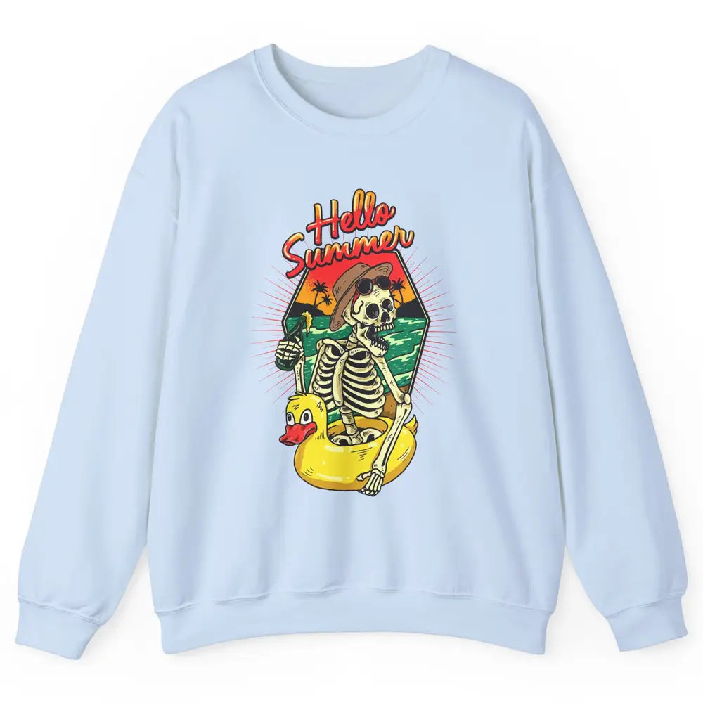 Summer Vibes Skeleton Funny Skeleton On Beach Sunset Unisex Crewneck Sweatshirt