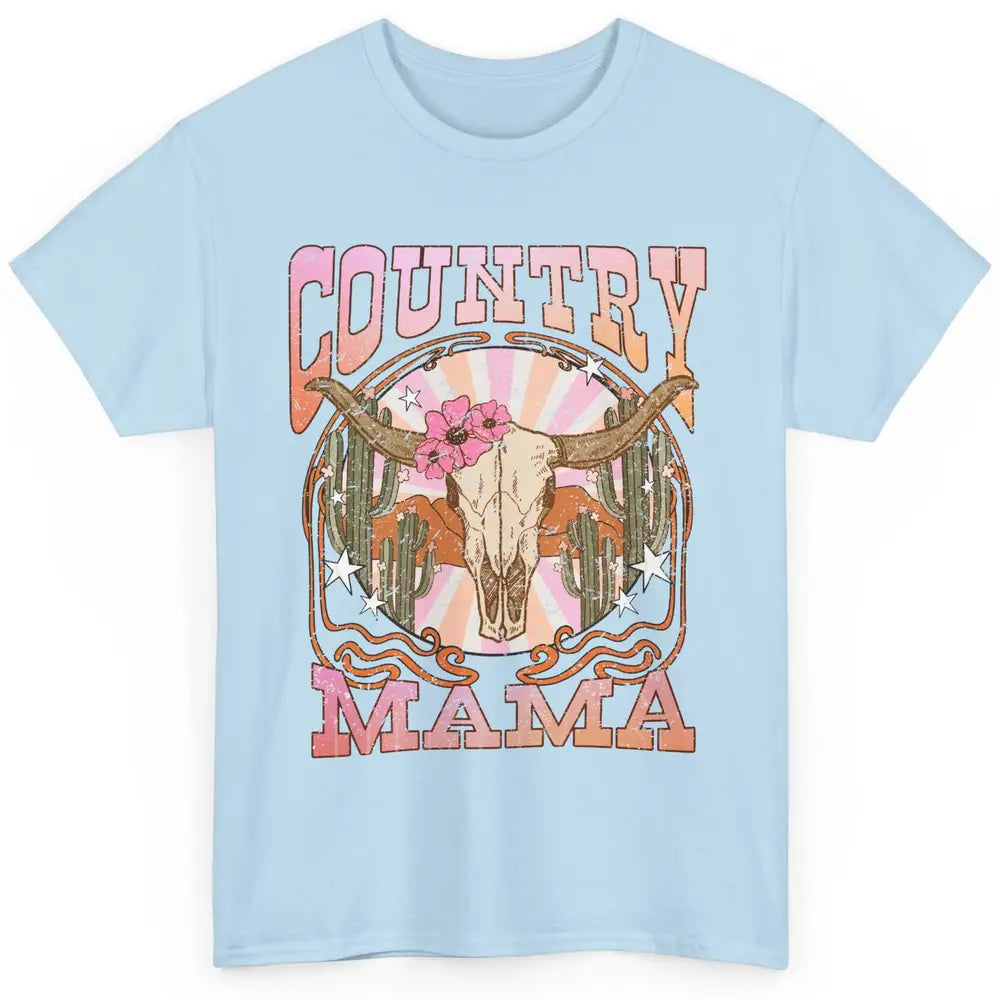 Desert Boho Bull Skull Country Mama Western Country Cowgirl Classic Unisex T-Shirt