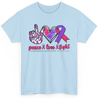 Eosinophilic Esophagitis Awareness Ribbon Peace Love Fight Classic Unisex T-Shirt