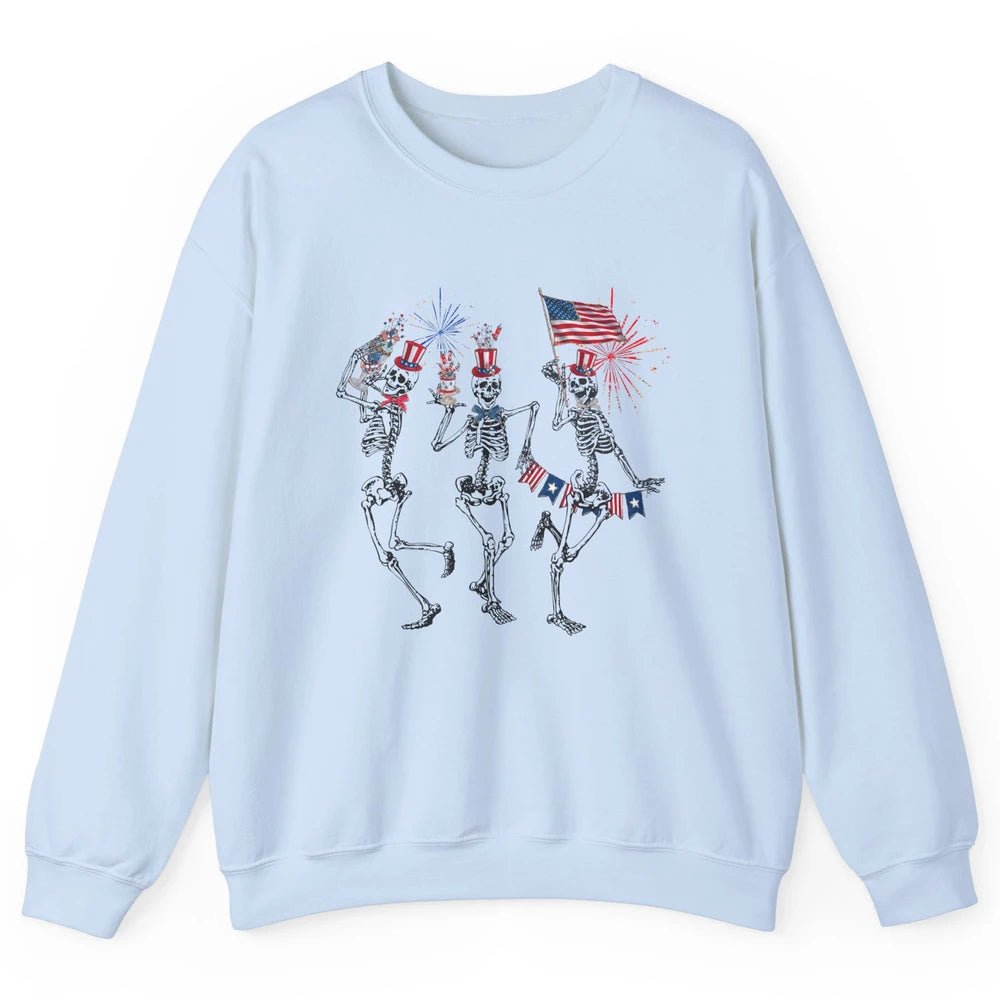 4th July Independence Day Dancing Skeletons America Flag Unisex Crewneck Sweatshirt