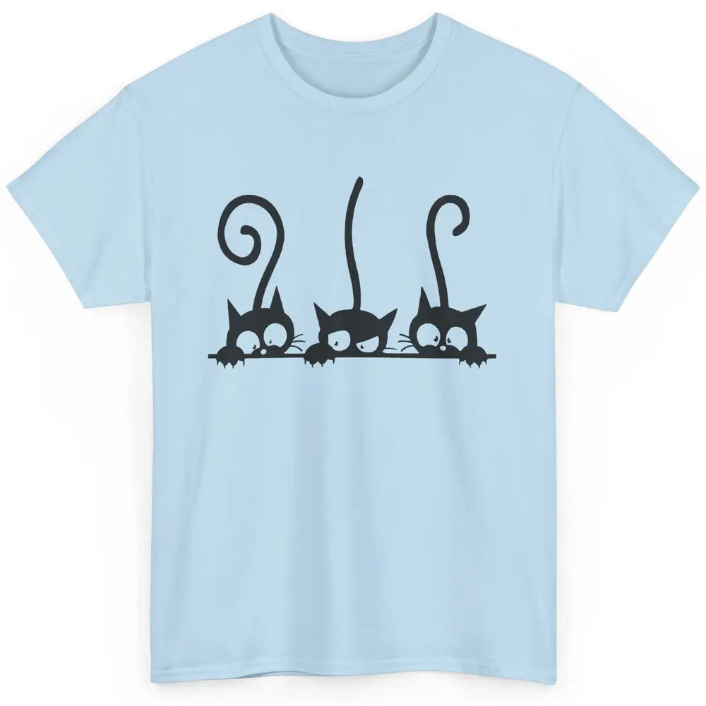 Cute Peeking Black Cats In A Row Funny Hiding Kitten Lovers Classic Unisex T-Shirt