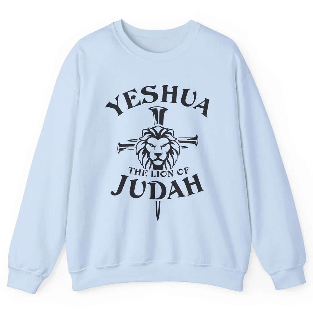 Yeshua Jesus Cross Lion Of Judah Christian Faith Religious Unisex Crewneck Sweatshirt