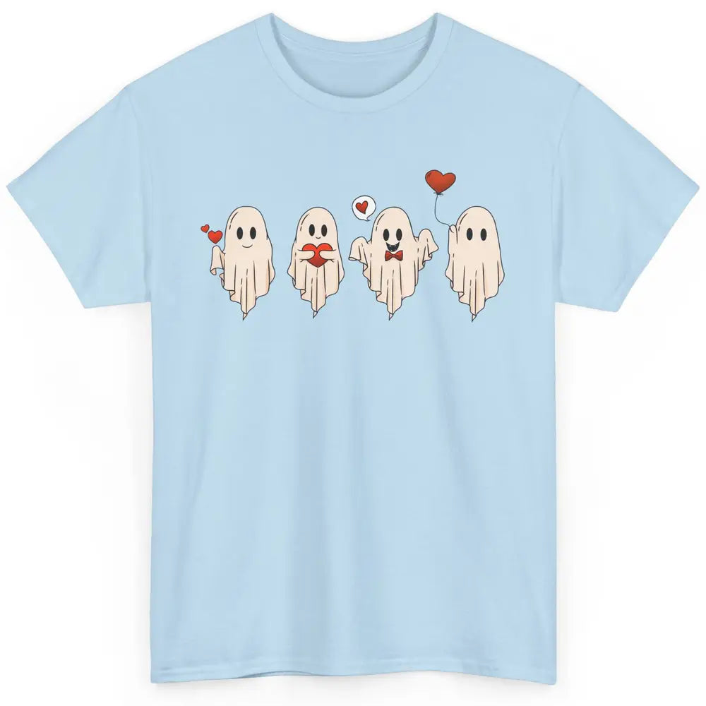 Cute Ghost Valentines Red Heart Spooky Valentine's Day Classic Unisex T-Shirt