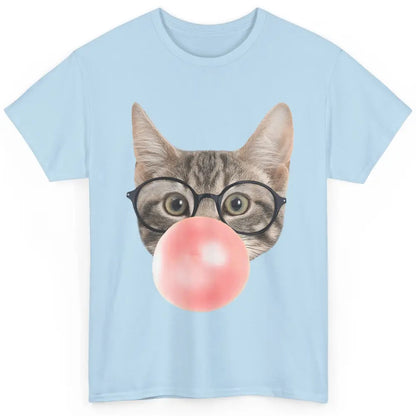 Funny Cat Blow Giant Bubble Gum Pink Glasses Sarcastic Pun Classic Unisex T-Shirt