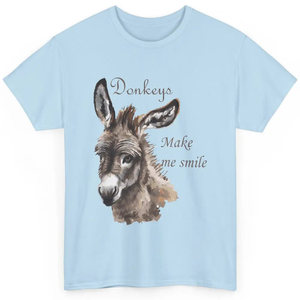 Watercolor Donkey Make Me Smile Farming Life Farm Animal Classic Unisex T-Shirt