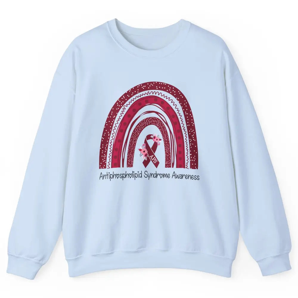 Antiphospholipid Syndrome Awareness APS Burgundy Rainbow Unisex Crewneck Sweatshirt