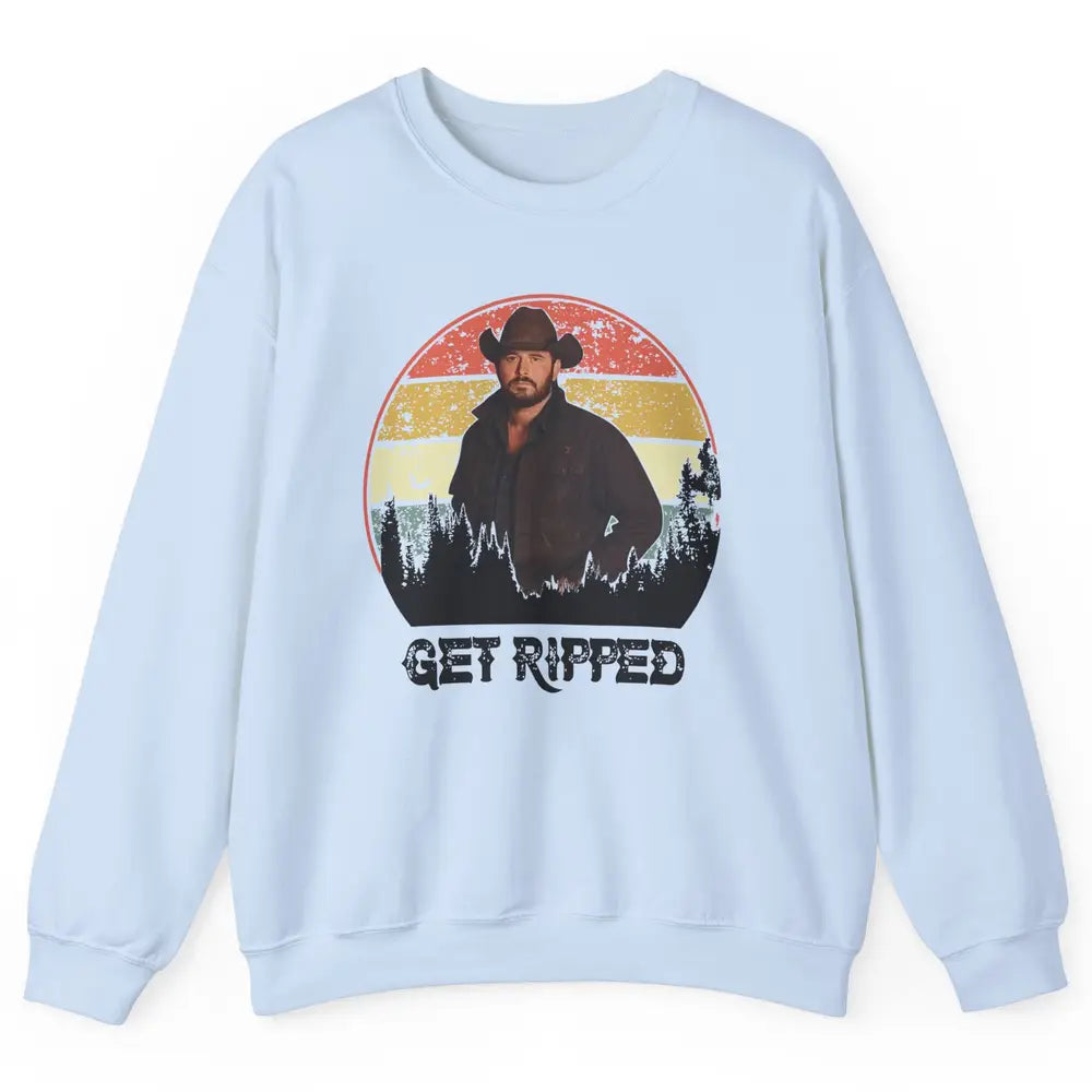 Vintage Cowboy Get Ripped Western Country Music Rodeo Dad Unisex Crewneck Sweatshirt