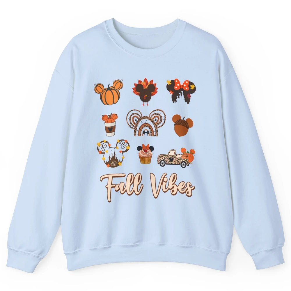 Retro Fall Vibes Pumpkin Turkey Halloween Fall Thanksgiving Unisex Crewneck Sweatshirt