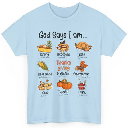 Retro Thanksgiving Turkey God Says I Am Bible Christian Fall Classic Unisex T-Shirt